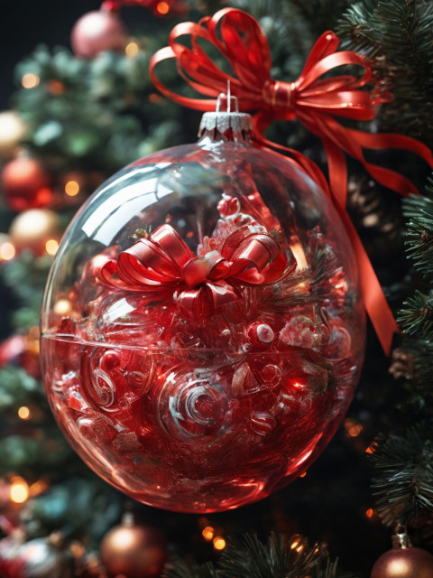 Christmas Glass Ball Close up on The Tree Wallpaper HD Image