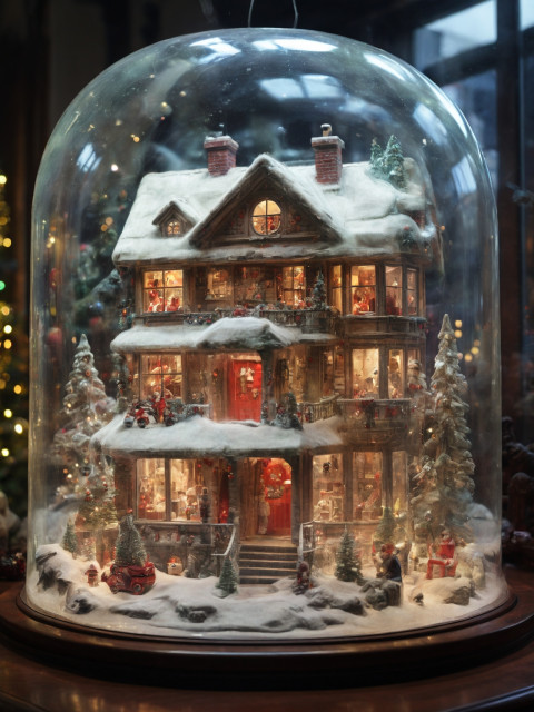 Christmas House inside Glass Images HD CB Background Download
