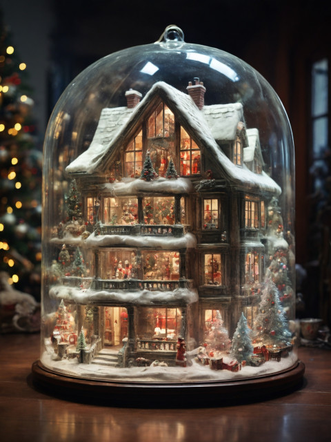 Christmas House inside Glass Images HD CB Background Download