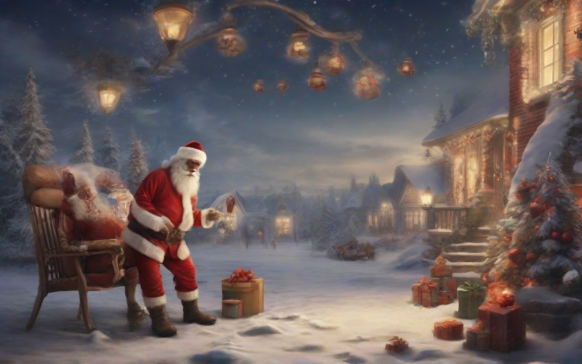 Christmas Image Santa Claus Wallpapers Night Moon Background Full HD