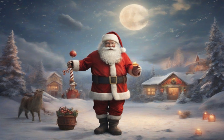 Christmas Image Santa Claus Wallpapers Night Moon Background