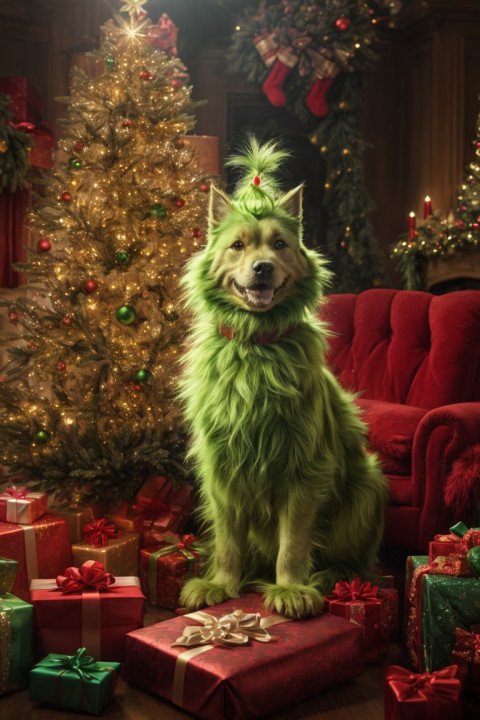 Christmas PhotoReal A Dog Wallpaper HD Background Free