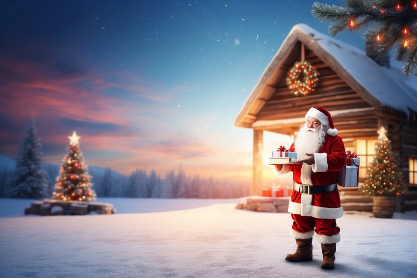 Christmas Santa Claus Full Body Images For Desktop CB Sunset Wallpaper