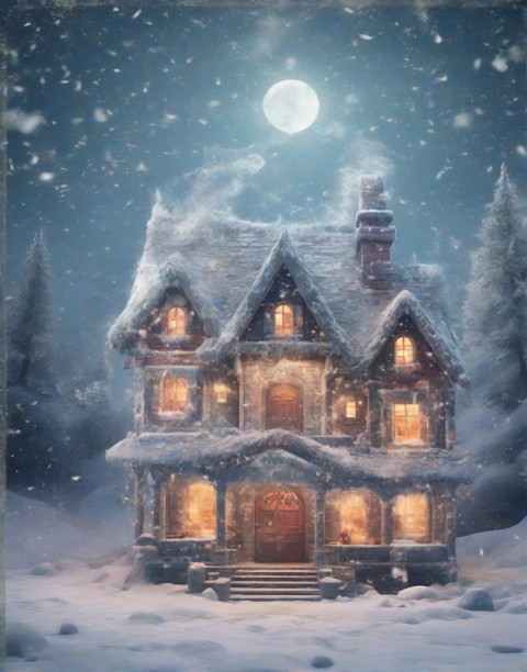 Christmas Snowfall Santa Claus House Background HD Wallpapers