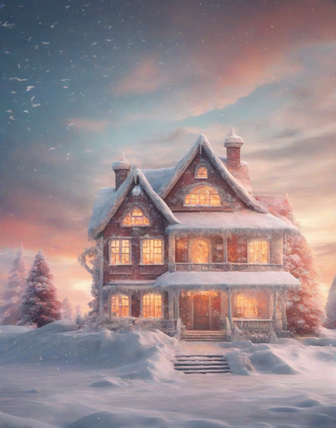 Christmas Snowfall Wallpapers With Santa Claus House Background