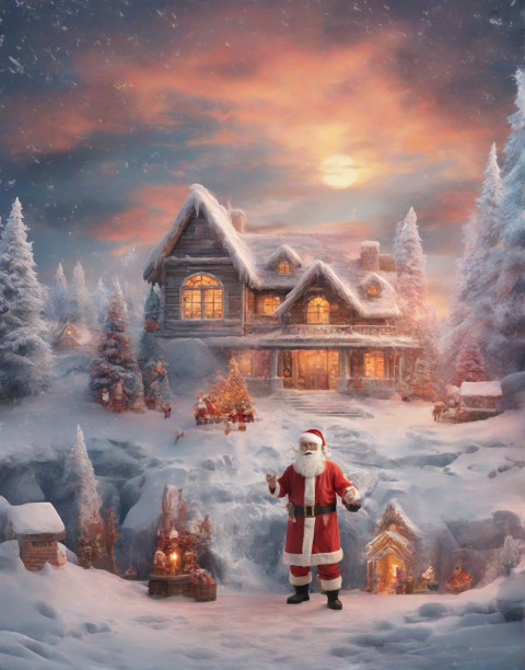 Christmas Snowfall Wallpapers With Santa Claus House Backgrounds