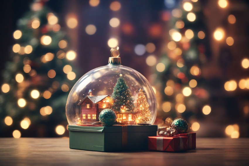 Christmas Tree Light Ball and gift in House Wallpapers Free Images