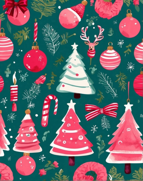 Christmas Tree Pink Background Free Wallpapers HD For Editing New
