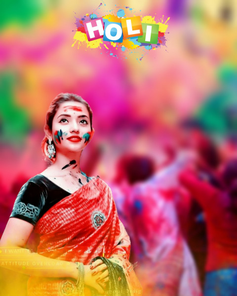 Colorful Happy Holi CB Background For Editing With Girls