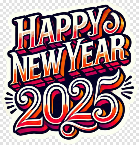 Colorful Happy New Year 2025 Text Png For Editing