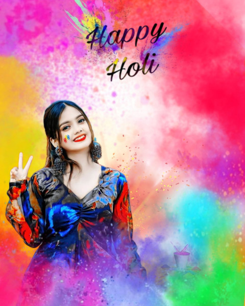 Cover Photo of Holi Editing Background With Girl