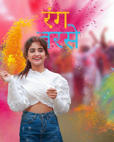 Colorful Holi Editing CB Picsart Background With Girl Full HD