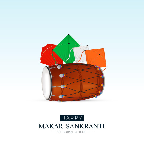 Colorful Makar Sankranti Greeting Card Edit Background