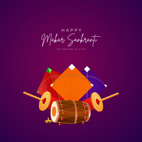 Colorful Makar Sankranti Greeting Card Hd Background