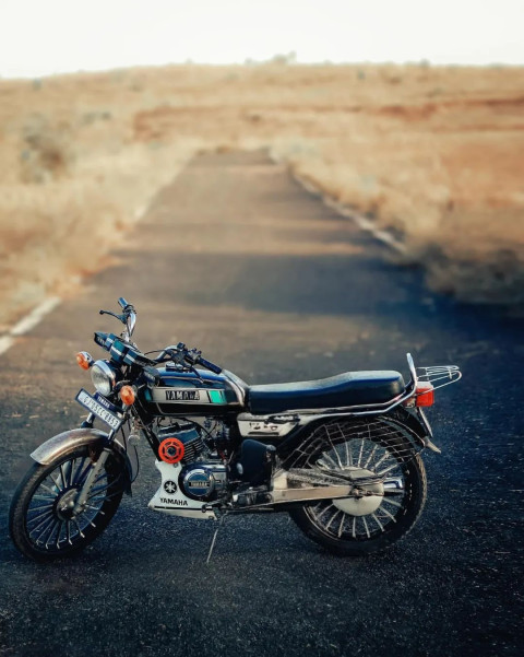 Cool Backgroud With Yamaha Motorcycle in Stand and Nature Dark Stock