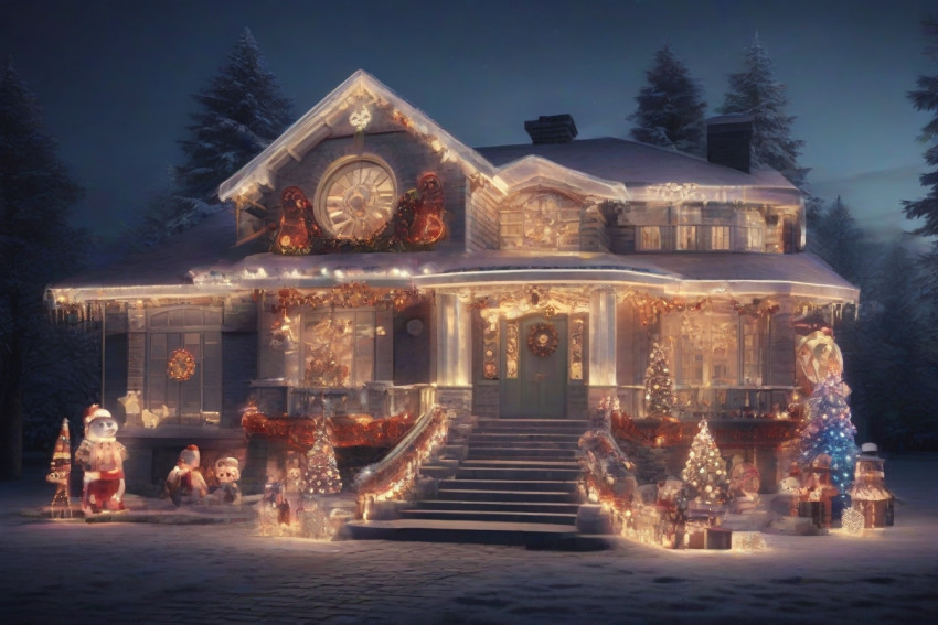 Cool Christmas Architecture House Images HD Edit Background