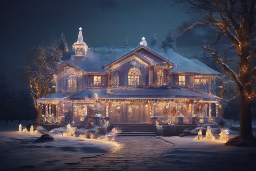Cool Christmas Architecture House Images HD Edit Background