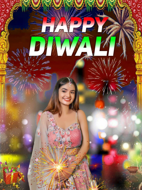 Cute Anushka Sen CB Background Happy Diwali Images full hd