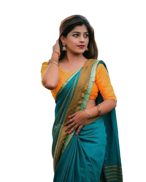 Cute CB Girl PNG Green Saree Images HD For Transparent Background