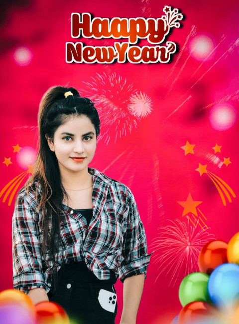 Cute Girl Happy New Year 2024 Photo Editing Background 4k Free