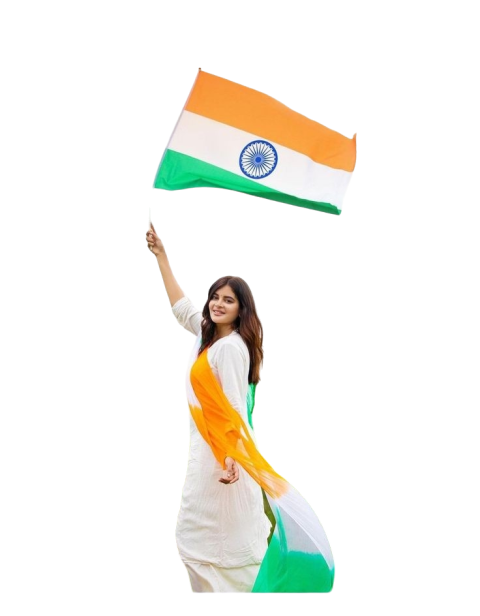 Cute Girl PNG With Indian Flag transparent Images