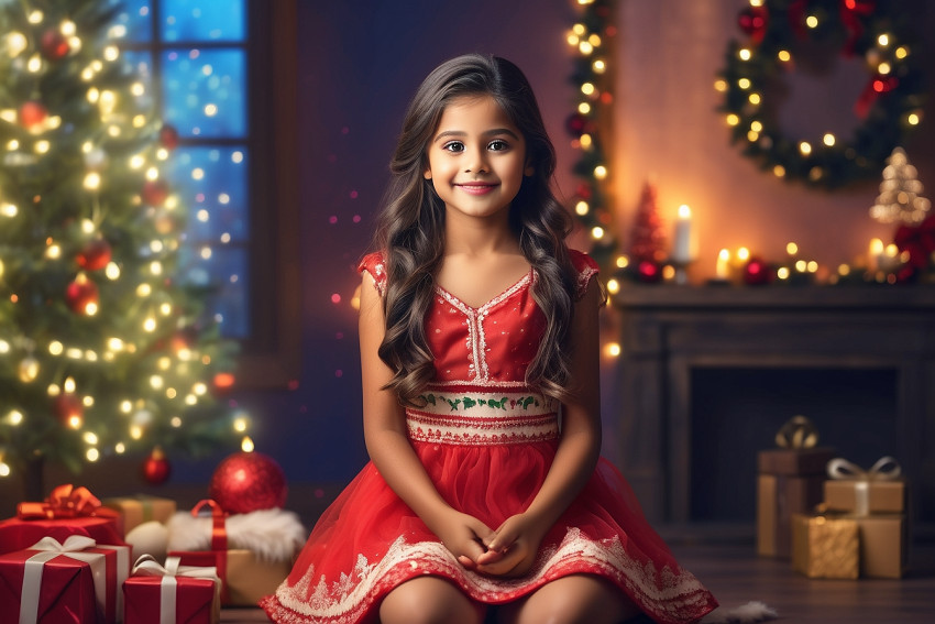 Cute Indian Girl Merry Christmas New Background For Desktop Wallpaper