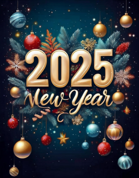 Dark Blue Ornaments 2025 New Year Card Hd Editing Background