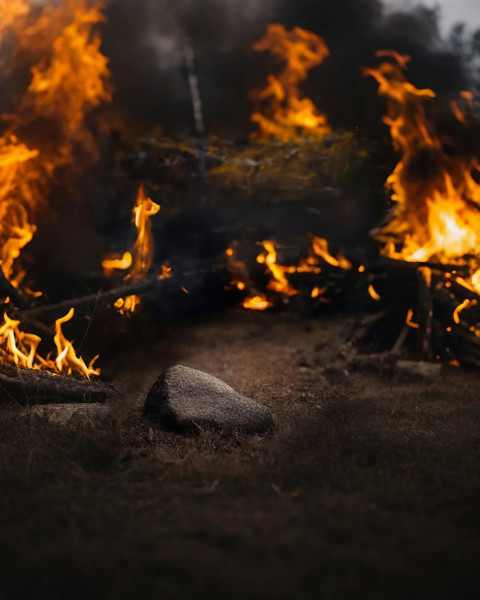 Dark Light With Flame Image Editing Background