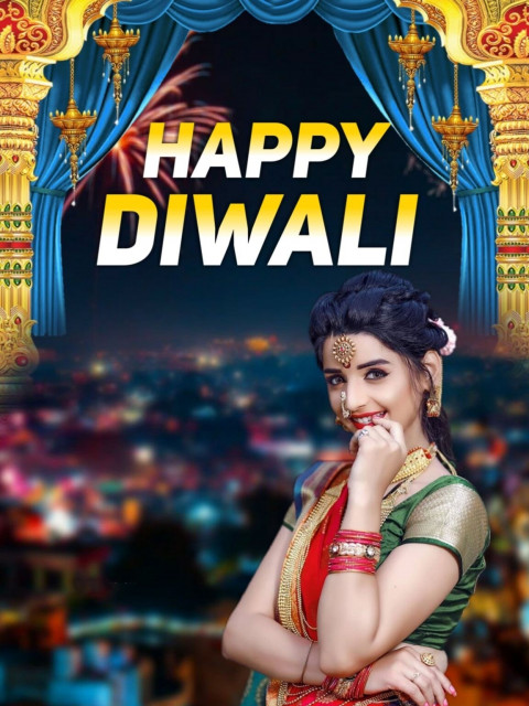 Diwali Cute Girls Red Sharee CB Background HD Download