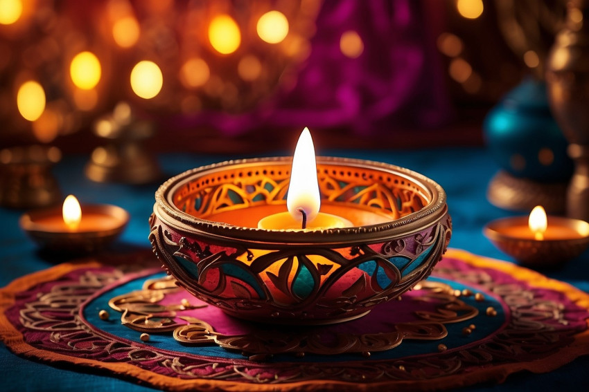Diwali Diya Lamps Bokeh Background For Wishes WhatsApp Status