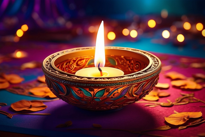 Diwali Diya Lamps Light With Bokeh Background For WhatsApp Dp