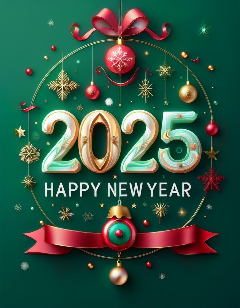 Download 2025 New Year Card With Sparkling Lights Edit Background