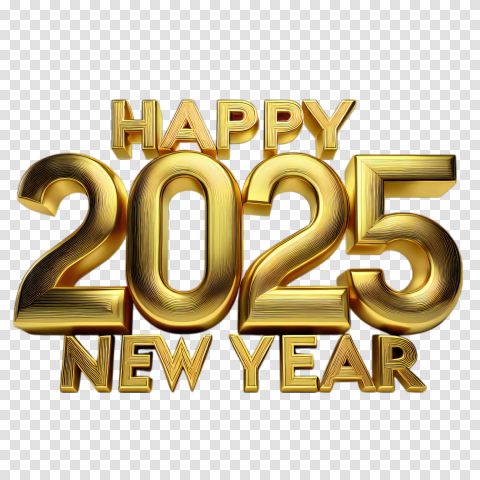 Download 2025 New Year Png In Shiny Gold 3d Letters
