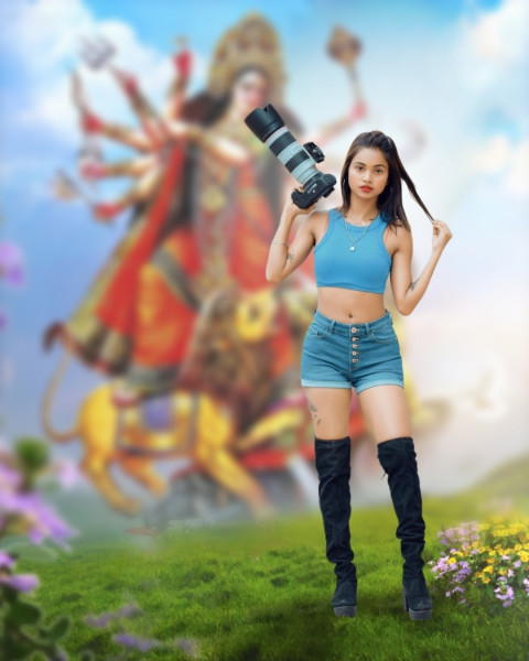 Durga Pooja Background Girl For Navratri CB Editing New