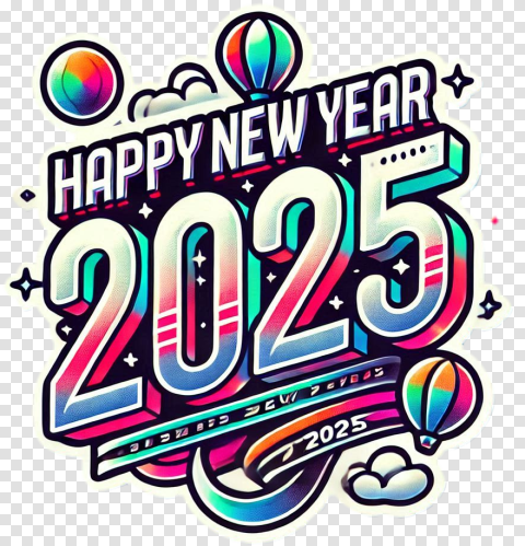 Editable Happy New Year 2025 Text Png For Designers