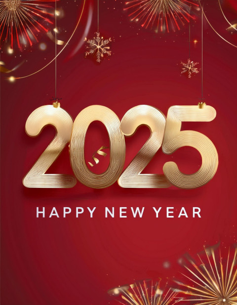 Elegant Red Background 2025 New Year Celebration Card