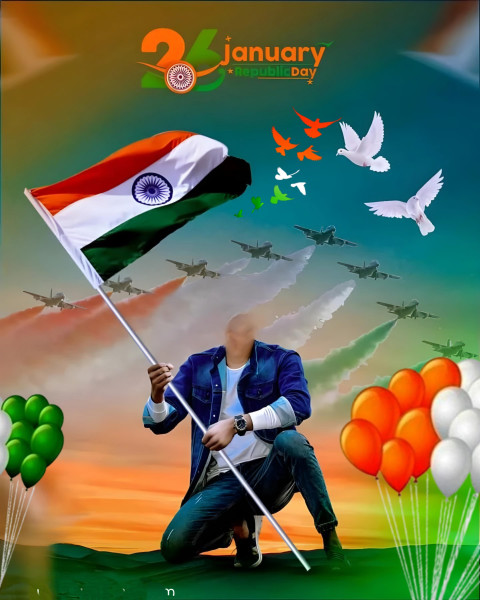 FAce Cut Boy 26 January Background HD For Photoshop Tiranga