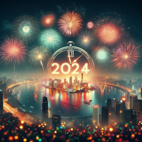 Firework New Year Celebration Wishes 2024 Background Download