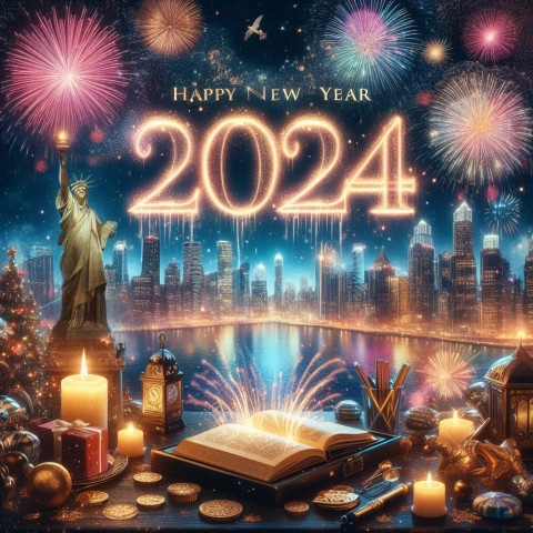 Firework New Year Celebration Wishes 2024 Background Download