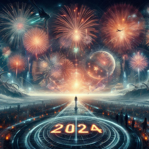 Firework New Year Wishes 2024 Wallpaper Downlaod HD