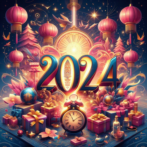 Firework New Year Wishes 2024 Wallpaper Downlaod HD
