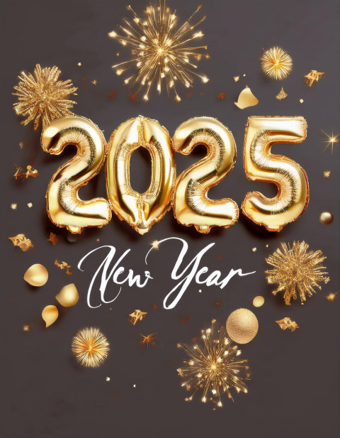 Fireworks And Gold 2025 Happy New Year Wishes Card Photo Images Hd