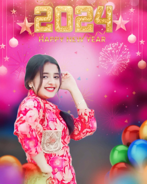 Free 2024 New Year Background CB Images With Girl Photo For Editing