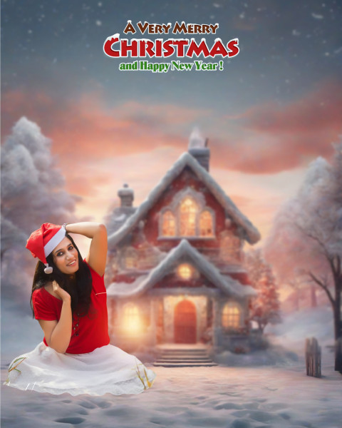 Free Christmas Background With Girl HD For Photoshop Editing