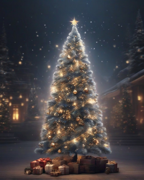 Free Christmas Editing Background With Santa Claus Tree Images