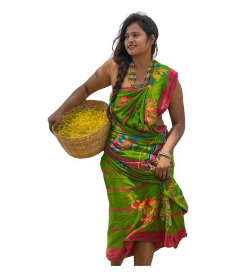 Free Girl PNg Indain With BAsket In Flowers Vector Images