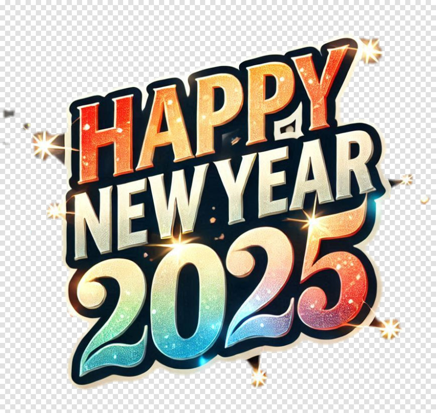 Free Happy New Year Text Png 2025 For Graphic Projects Editing