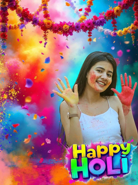 Full HD Holi Editing Background With Cute Girl