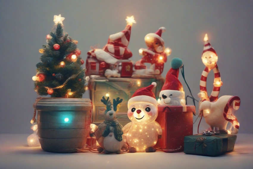 Funny Christmas illuminated Celebration Background For Photo Editing