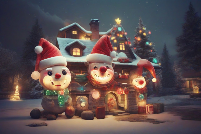 Funny Christmas illuminated Celebration Backgrounds For Photo Editing